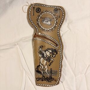 Vintage 1950s Leather Toy Cap Gun Holster – Bucking Bronco & Steer Design